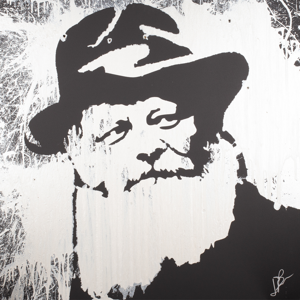 "Rebbe" — acrylic on black canvas
