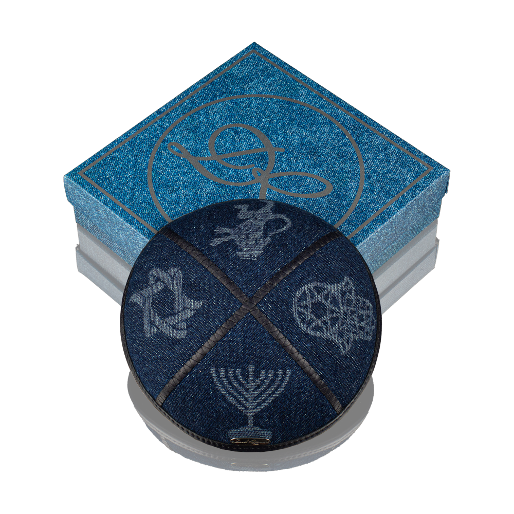 כיפה "קלאסית" מג'ינס עם דוגמה