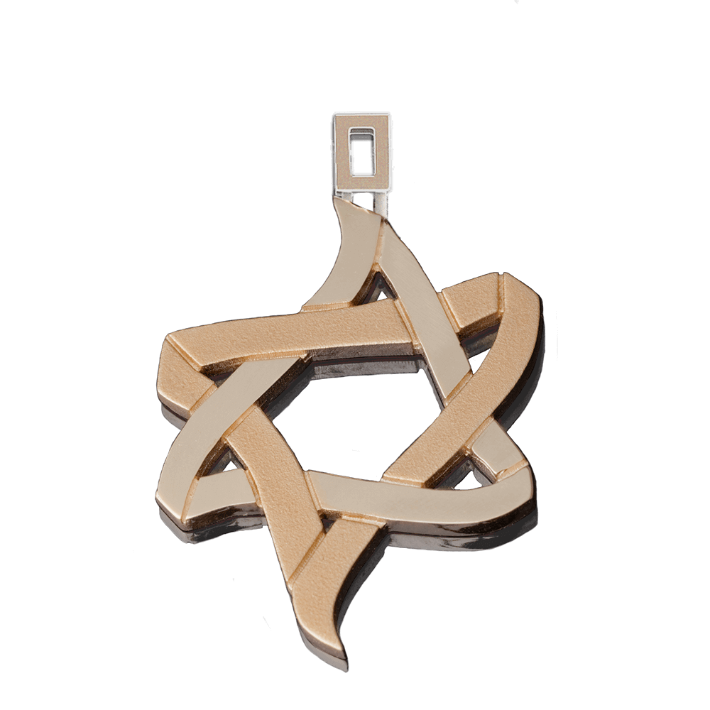 תליון "קרח ואש" עשוי זהב מבריק ומט