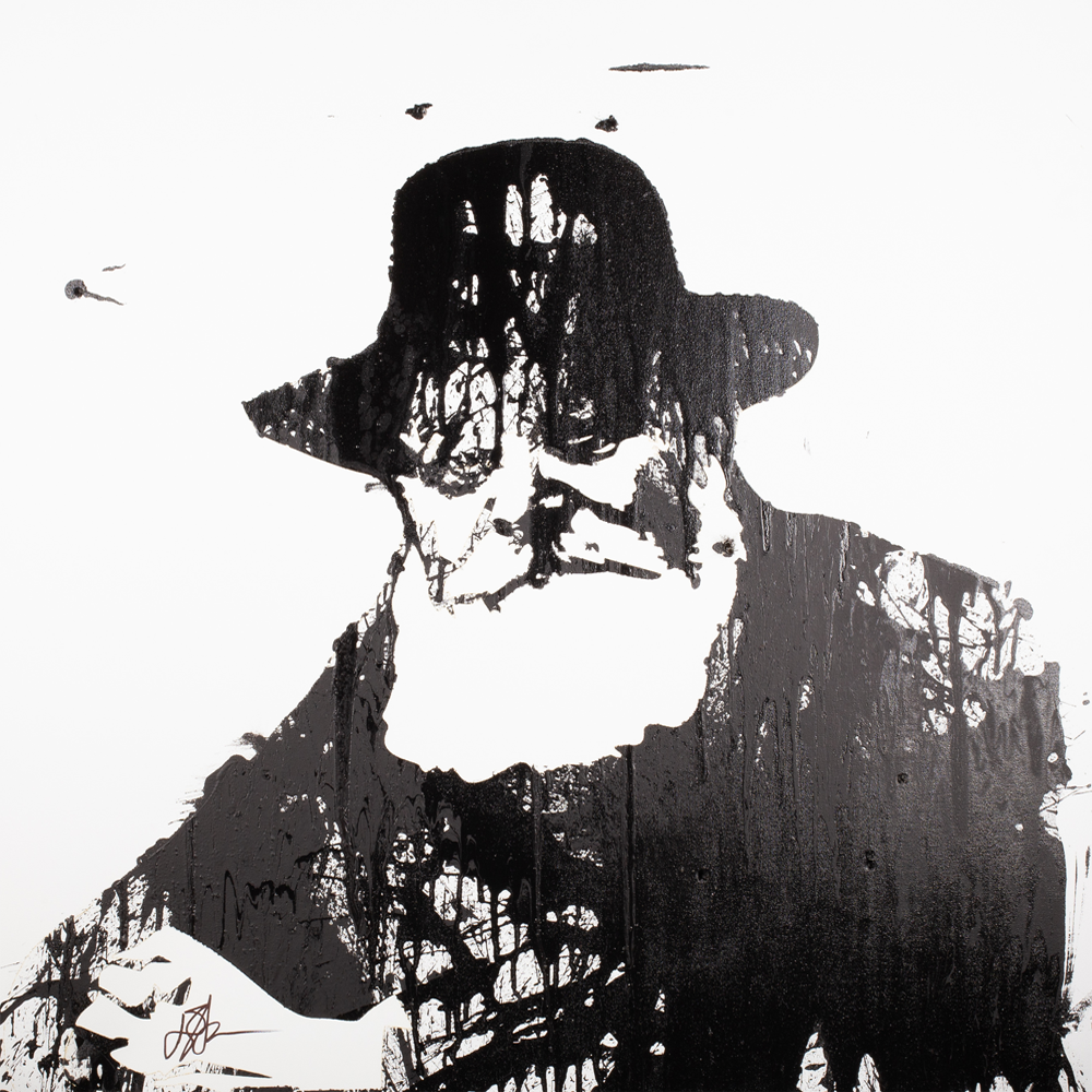 "Rebbe" — acrylic on white canvas