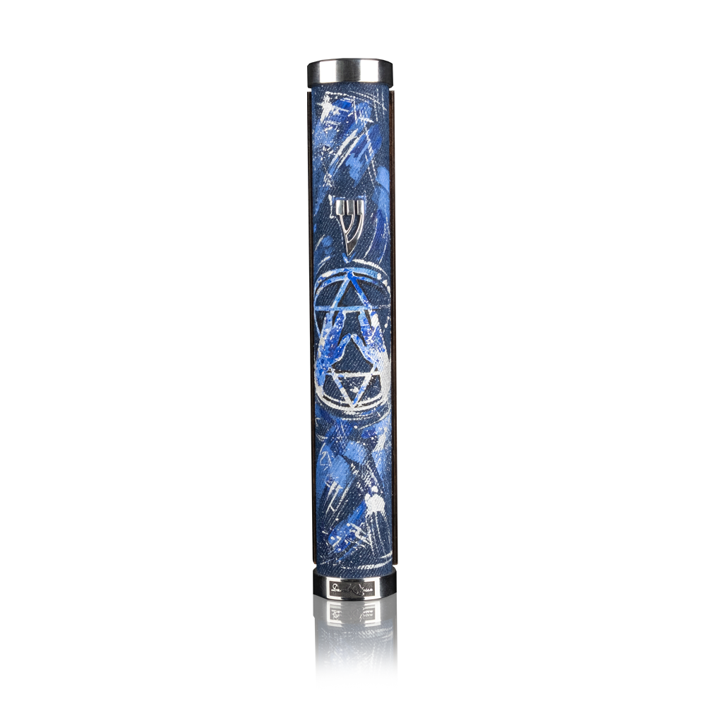 Case for mezuzah "Jerusalem" jeans with art "Blessing of the Kohens"