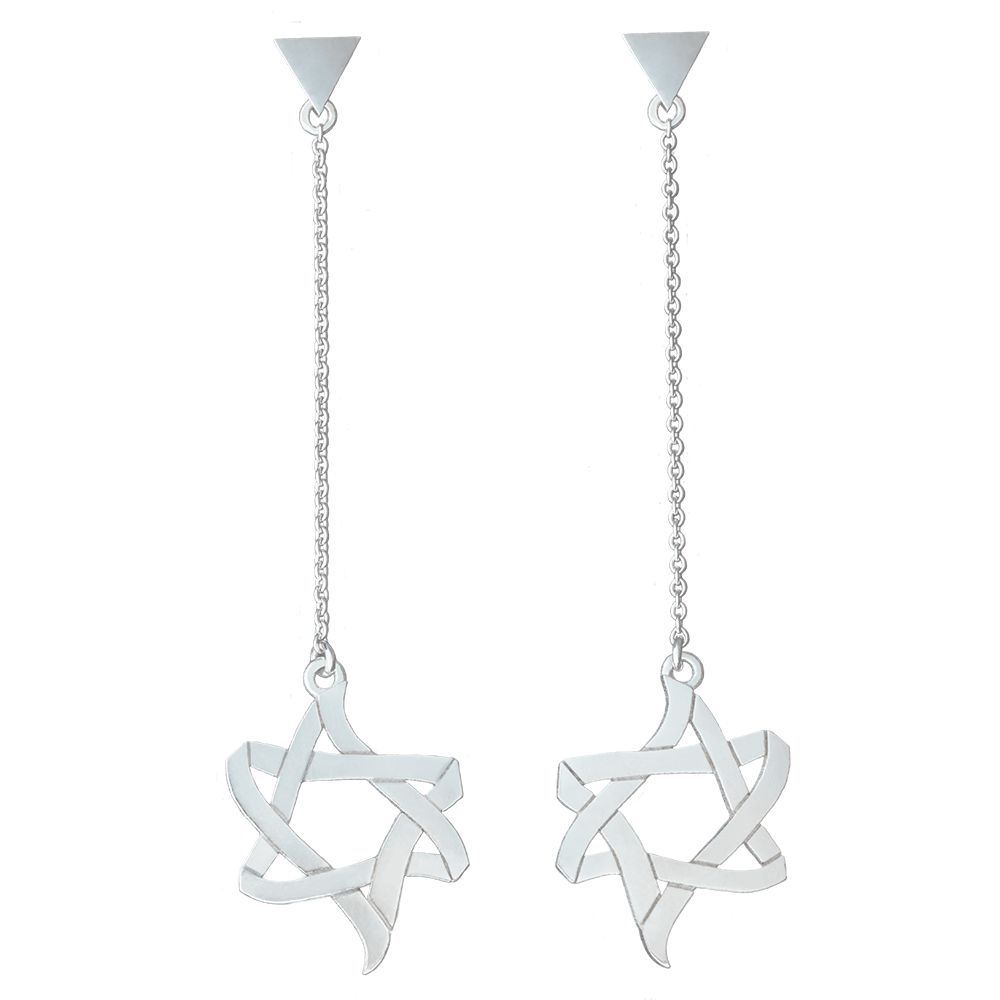 עגילים "קרח ואש" מזהב לבן