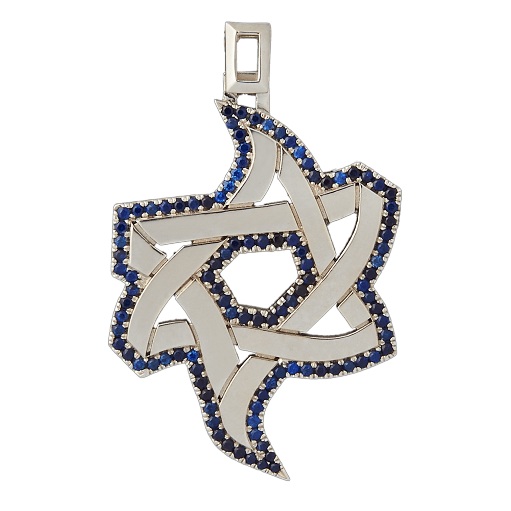 תליון מגן דוד "קרח ואש" זהב לבן עם ספירים – Valentin Yudashkin by David Roytman