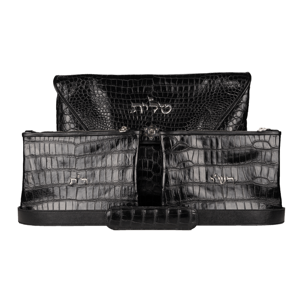 סט "770" לטלית ולתפילין מעור תנין שחור